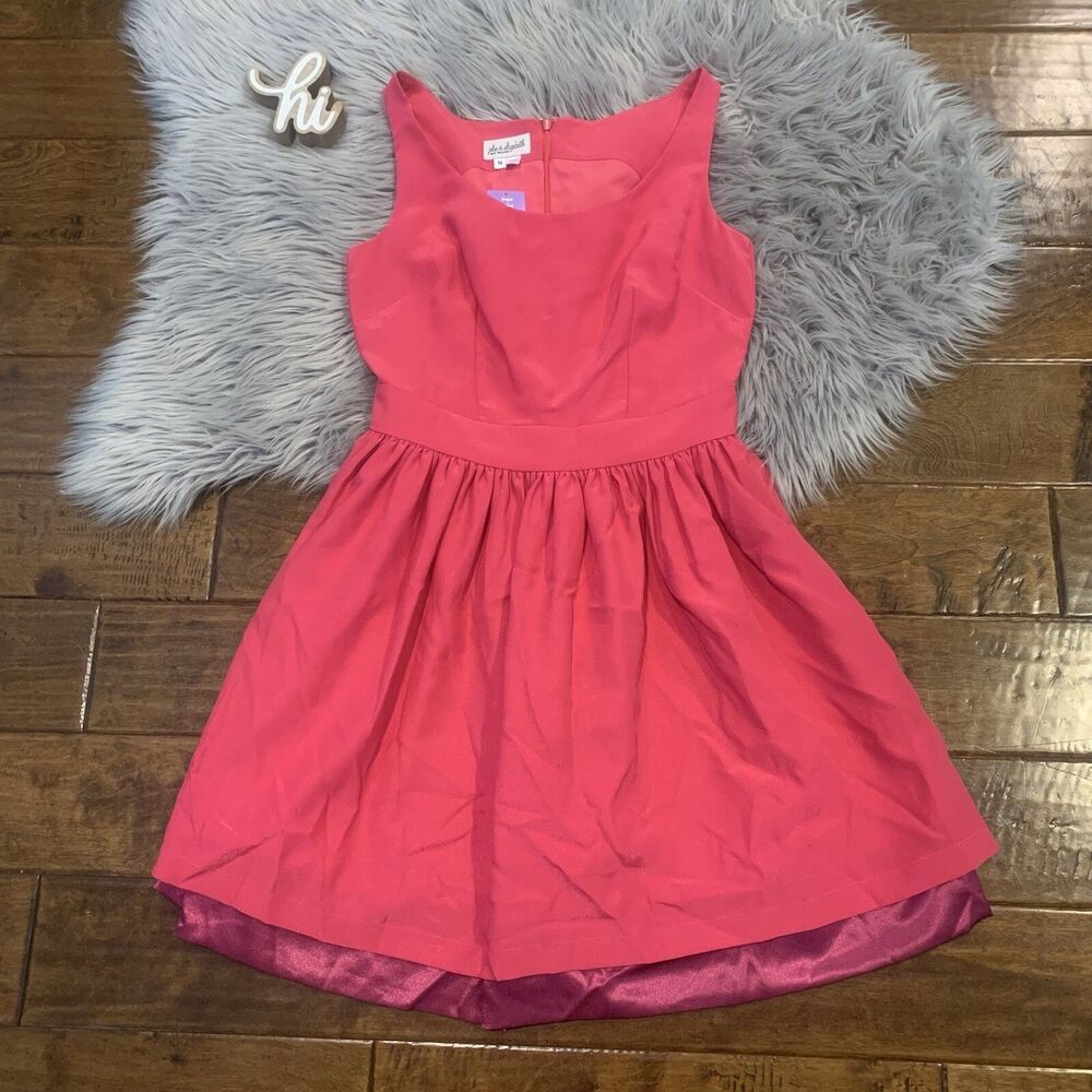 Jolie & Elizabeth New Orleans Dress Pink Satin Hem Size Medium USA Pockets New